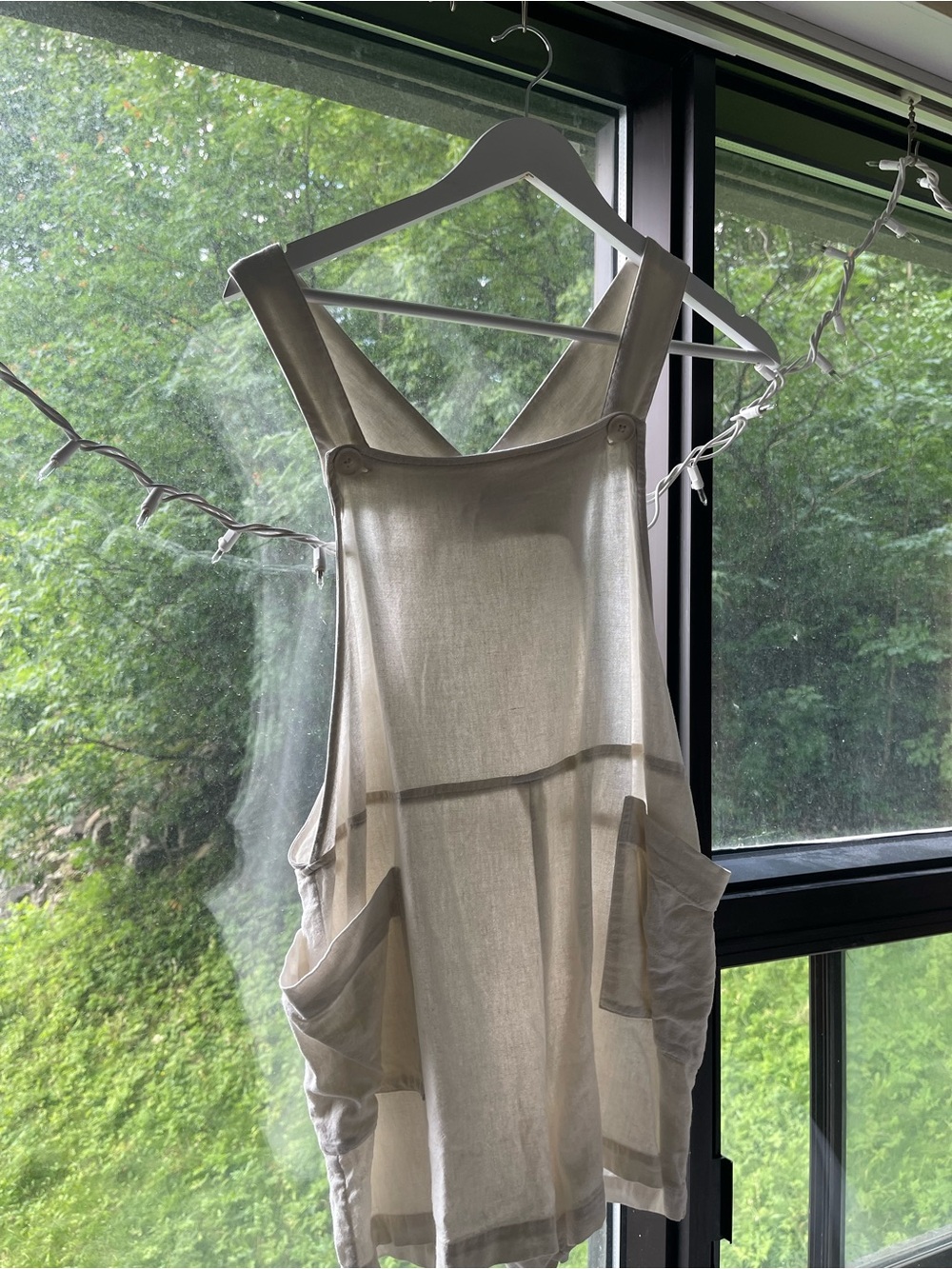 twik Cream Linen-Blend Tank Overalls